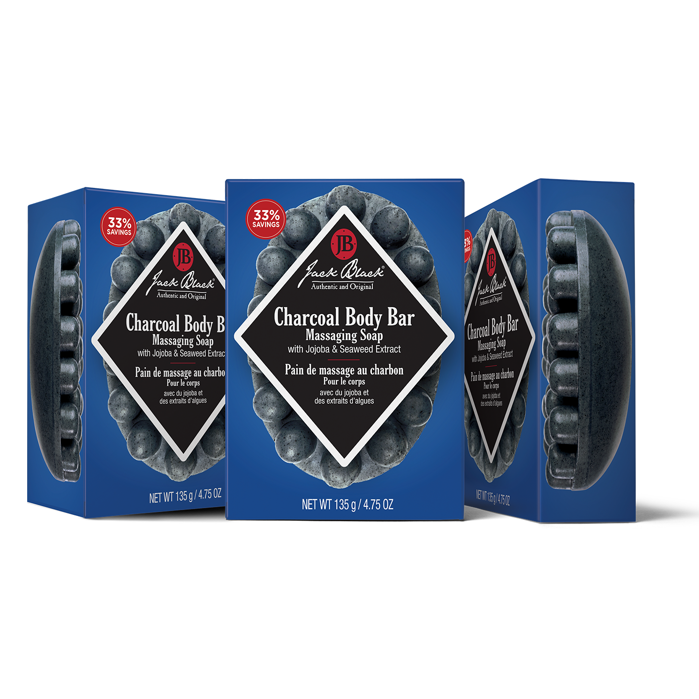 Charcoal Body Bar Massaging Soap Set